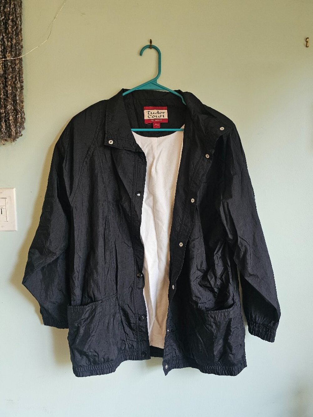 Tudor Court by Haband Black Windbreaker Jacket Size L